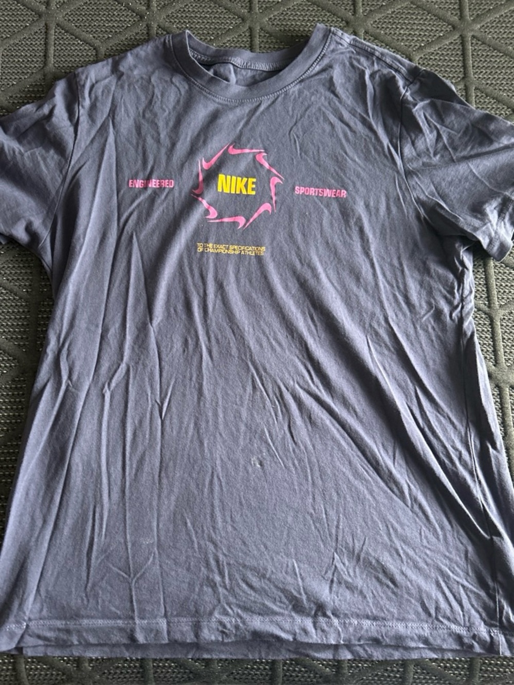 Nike Short-Sleeve Tee in Gray with Pink and Yellow Logo